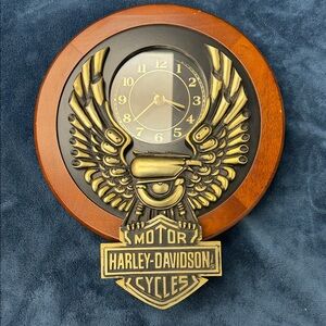 Harley-Davidson Gold and Brown Winged Wall Clock